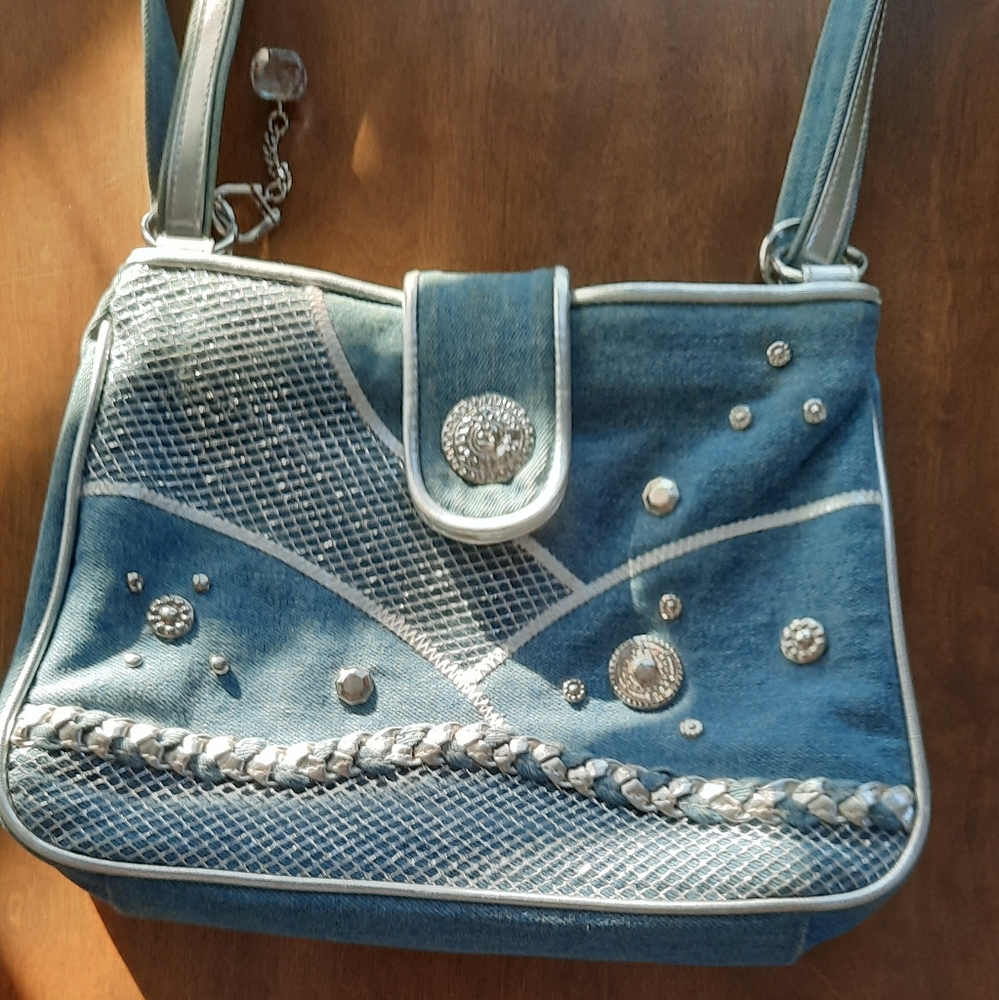 Warren Reed Denim/Silver Bag